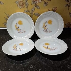 Termocrisa Milk Glass Salad Plates, Set of 4, Yellow Floral Design, Replacements